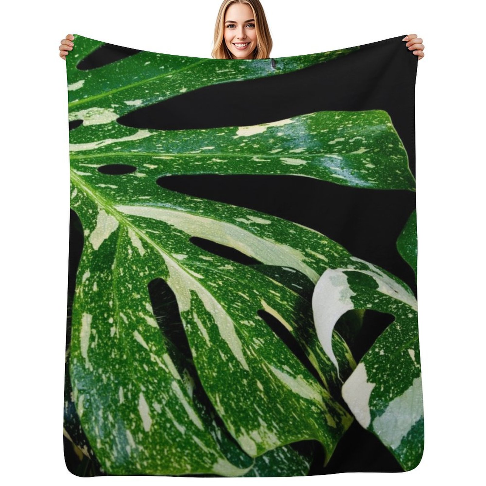 Monstera Thai Constellation - Monstera Thai Constellation Throw Blanket Lightweight
